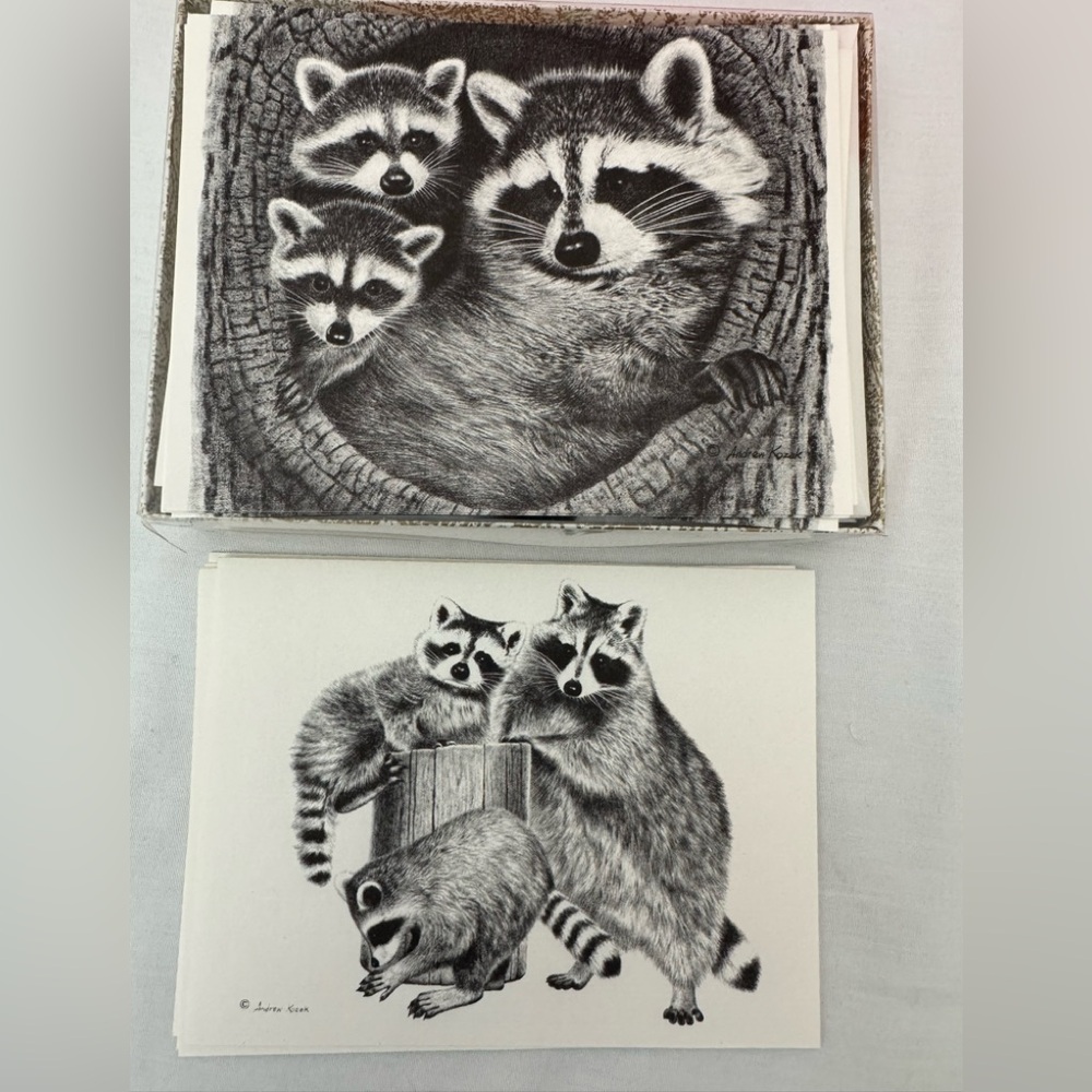 Vintage Andrew Kozak Raccoon 8 Notecards Envelopes